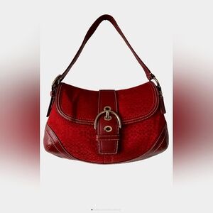 Coach vintage bag Red Signature Soho jacquard logo purse No. F10925